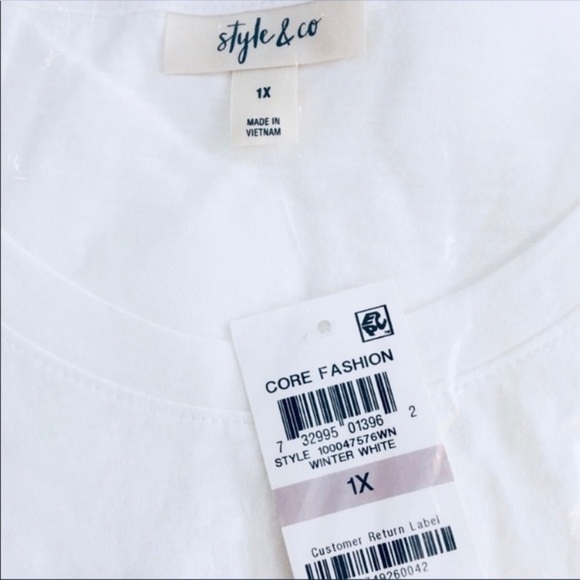 NEW Style & Co Plus White Top Tee Shirt Side Tie Short Sleeves Size 1X - Picture 6 of 7